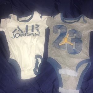 2 Piece 0-3 Month Boy Jordan Onesies.